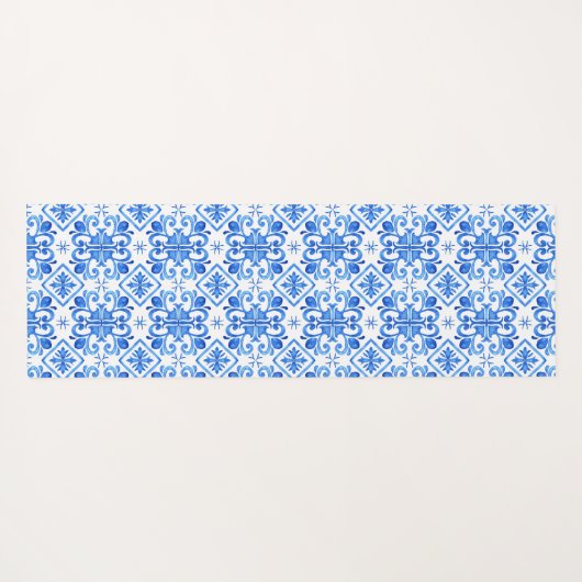 Blue French Toile Pattern Yogamat (Achterkant (horizontaal))