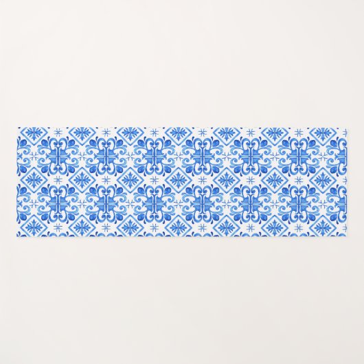Blue French Toile Pattern Yogamat (Voorkant (horizontaal))