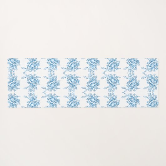 Blue French Toile Pattern Yogamat (Achterkant (horizontaal))