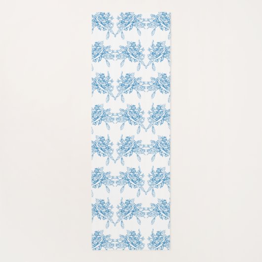 Blue French Toile Pattern Yogamat (Achterkant)