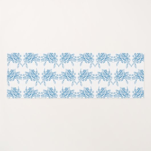 Blue French Toile Pattern Yogamat (Voorkant (horizontaal))