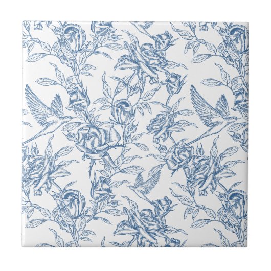 Blue French Toile Tegeltje (Voorkant)