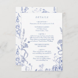 Blue French Victorian Vintage Enclosure Card Informatiekaartje