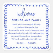 Blue French Wedding Welcome Gift Bag Vierkante Sticker (Voorkant)