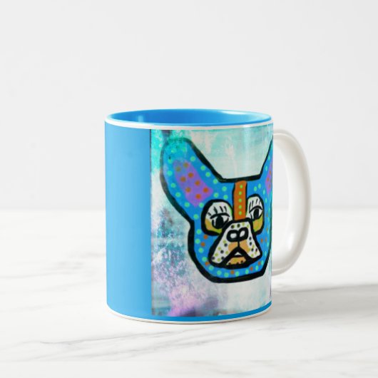 Blue Frenchie Coffee Mok (Voorkant rechts)