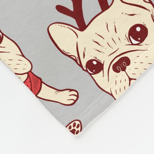 Blue Frenchie in kerstkeuken Fleece Deken (Hoek)