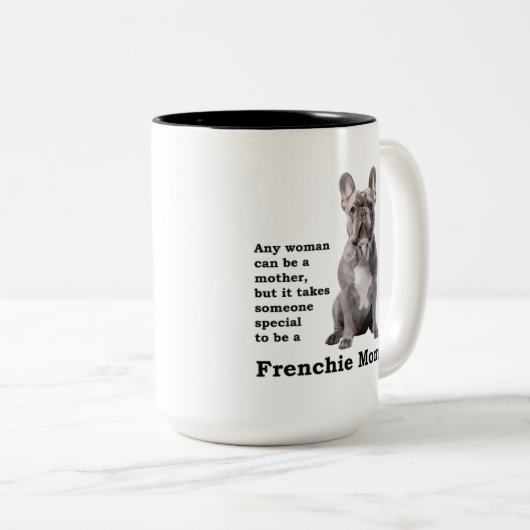 Blue Frenchie mama Tweekleurige Koffiemok (Voorkant rechts)