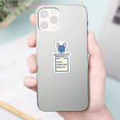 Blue Frenchie Mom Morning Survival Guide Sticker (Telefoon)