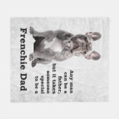 Blue Frenchie papa Fleece Deken (Voorkant (Horizontaal))