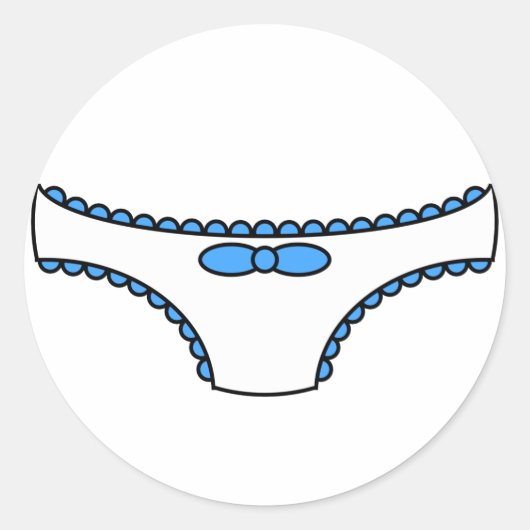 Blue Frilly Panties Ronde Sticker (Voorkant)