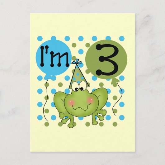 Blue Frog 3e verjaardag Tshirts en geschenken Briefkaart (Voorkant)