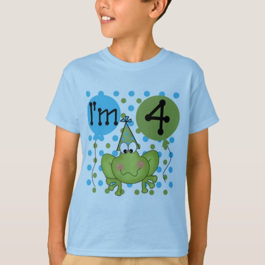 Blue Frog 4e verjaardag Tshirts en geschenken (Voorkant)