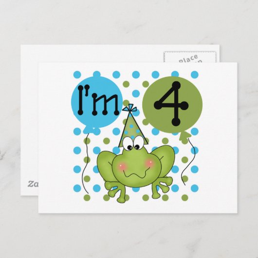 Blue Frog 4e verjaardag Tshirts en geschenken Briefkaart (Voorkant / Achterkant)