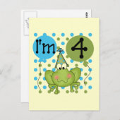Blue Frog 4e verjaardag Tshirts en geschenken Briefkaart (Voorkant / Achterkant)