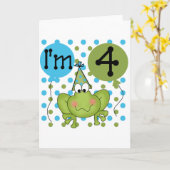 Blue Frog 4e verjaardag Tshirts en geschenken Kaart (Gele Bloem)