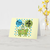 Blue Frog 4e verjaardag Tshirts en geschenken Kaart (Gele Bloem)