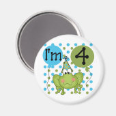 Blue Frog 4e verjaardag Tshirts en geschenken Magneet (Voorkant / Achterkant)