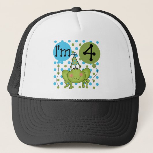 Blue Frog 4e verjaardag Tshirts en geschenken Trucker Pet (Voorkant)