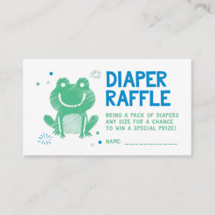 Blue Frog Diaper Raffle Ticket Informatiekaartje