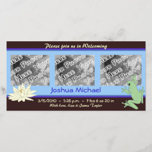 Blue Frog en Lotus geboorte aankondiging