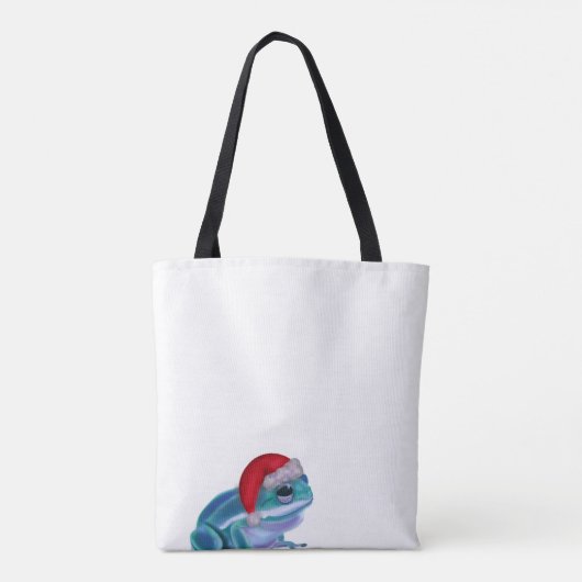 Blue frog with Santa hat. Tote Bag (Achterkant)