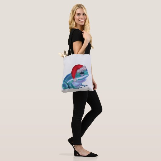 Blue frog with Santa hat. Tote Bag (Op model)