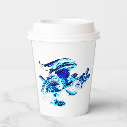 Blue Frost Dragon Papieren Bekers (Achterkant)