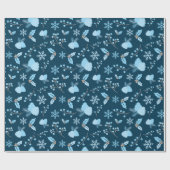 Blue Frost Elegance Snowflakes en Pinecone Winter Cadeaupapier (Vlak)