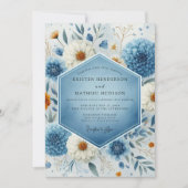 Blue Frosted Botanical Romance Wedding Kaart (Voorkant)