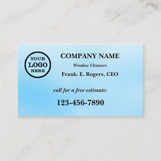 Blue Frosted Glass Window Cleaner Visitekaartje (Voorkant)
