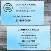 Blue Frosted Glass Window Cleaner Visitekaartje