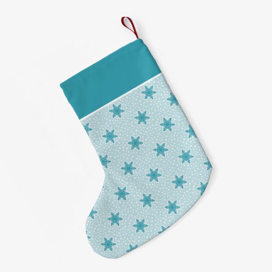 Blue Frosted Winter Snowflake Pattern Kleine Kerstsok (Achterkant (Hangend))