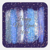 Blue Frosty Brush Strokes Happy New Year 20xx Vierkante Sticker (Voorkant)