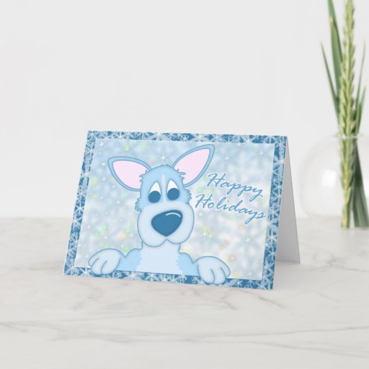 Blue Frosty Pembroke Welsh Corgi Christmas Kaart (Voorkant)
