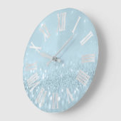 Blue Frozen Silver Glitter Grey Roman Numbers Grote Klok (Hoek)