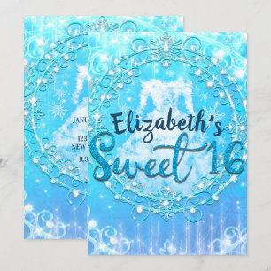 Blue Frozen Winter Ice Dress Sweet 16 Party Kaart