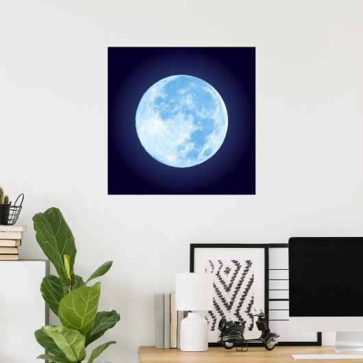 Blue Full Moon Poster (Thuiskantoor)