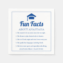 Blue Fun Facts klasse 2022 graduation cap Servet