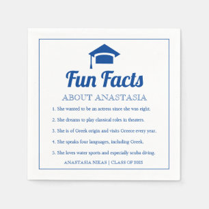 Blue Fun Facts klasse 2022 graduation cap Servet