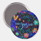 Blue Fun Make Jesus Smile Floral Inspirivity Magneet (Voorkant / Achterkant)