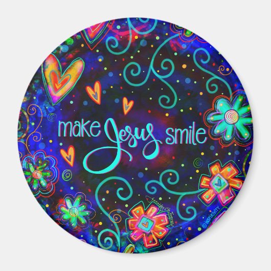 Blue Fun Make Jesus Smile Floral Inspirivity Magneet (Voorkant)
