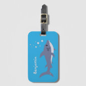 Blue Fun Shark Kind Bagagelabel met naam (Voorkant (verticaal))