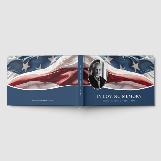 Blue Funeral Memorial Amerikaanse vlag Patriot Fot Gastenboek (Volledig)
