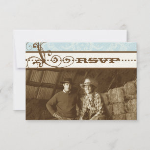 Blue Funky Swirls Wedding RSVP