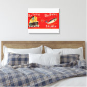 Blue Funnel Brand Salmon Label- Seattle, WA Canvas Afdruk (Insitu (Slaapkamer))