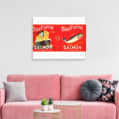 Blue Funnel Brand Salmon Label- Seattle, WA Canvas Afdruk (Insitu (Woonkamer))