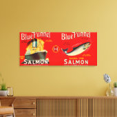 Blue Funnel Brand Salmon Label- Seattle, WA Canvas Afdruk (Insitu (Woonkamer))
