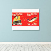 Blue Funnel Brand Salmon Label- Seattle, WA Canvas Afdruk (Insitu (Houten vloer))