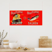 Blue Funnel Brand Salmon Label- Seattle, WA Poster (Keuken)