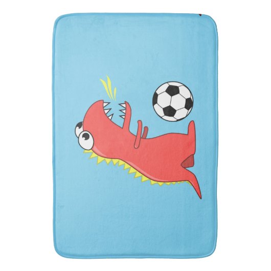 Blue Funny Cartoon Dinosaur Soccer Badmat (Voorkant Verticaal)